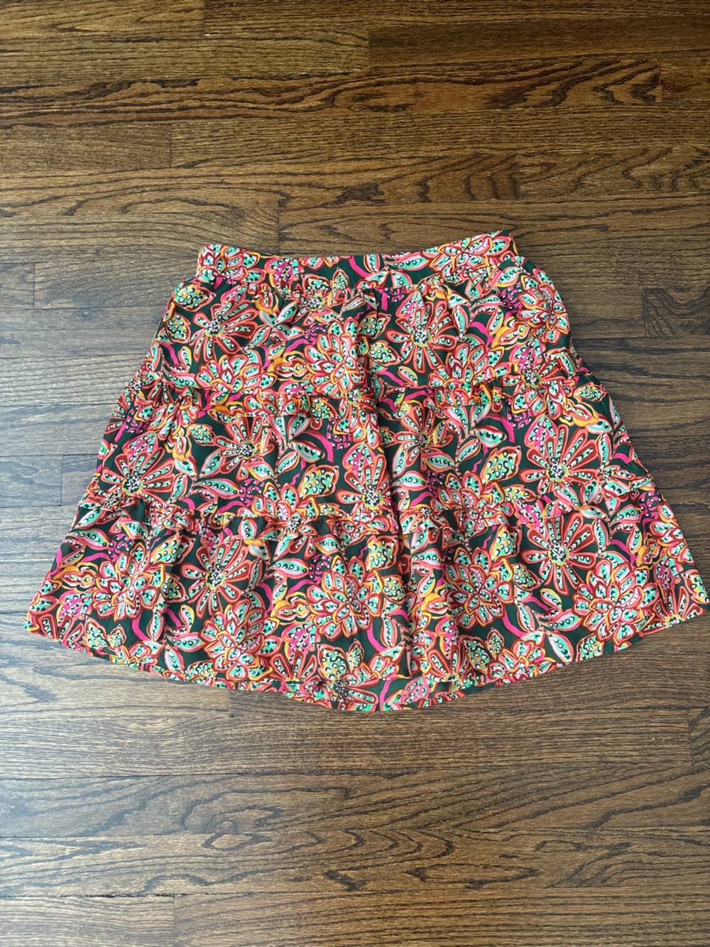 J. Crew Floral Vibrant Pleated Resort Wear Elastic Skirt Small